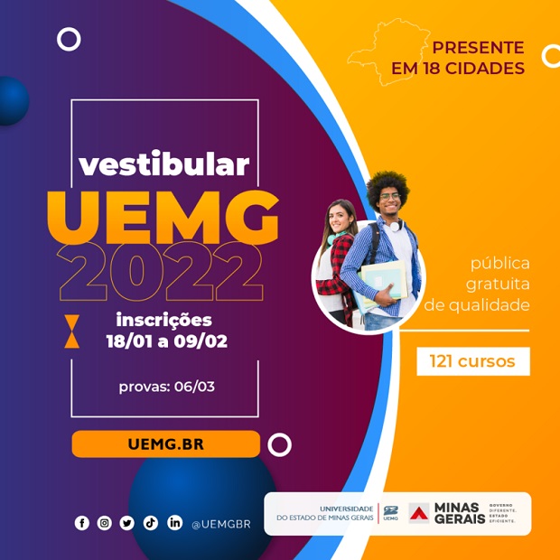 Inscrições para o vestibular 2022 da Uemg terminam nesta quarta-feira (9/2)