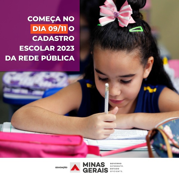Cadastro Escolar 2023 da rede pública de ensino de Minas Gerais começa nesta quarta-feira (9/11)