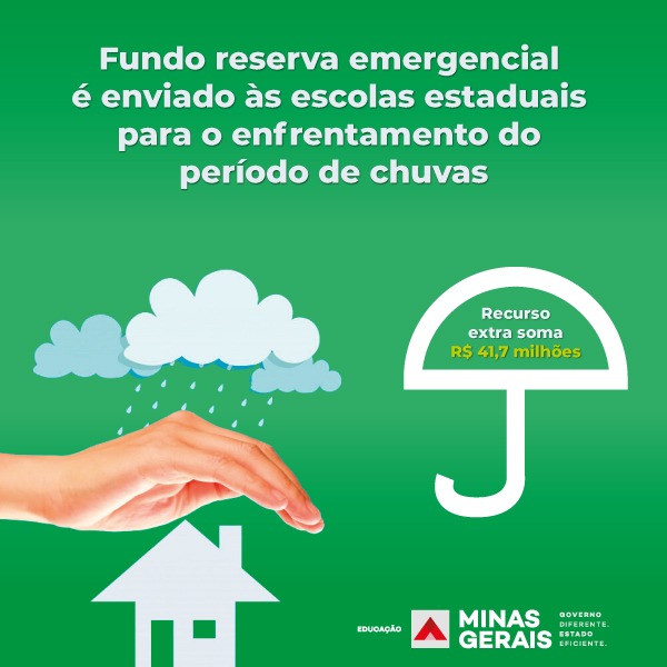 Escolas estaduais terão fundo de reserva emergencial para enfrentamento do período de chuvas