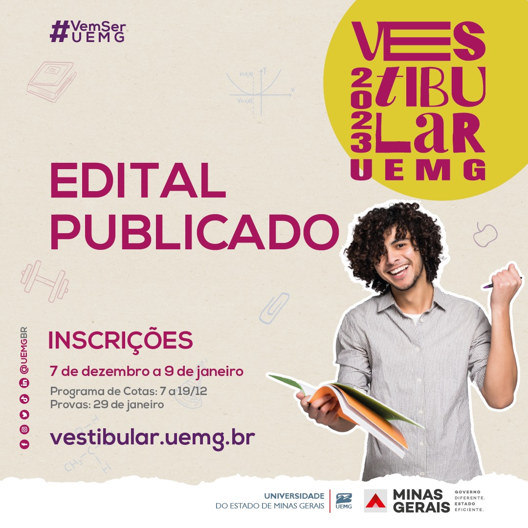 Uemg lança Vestibular 2023 com mais de 4,6 mil vagas em 127 cursos