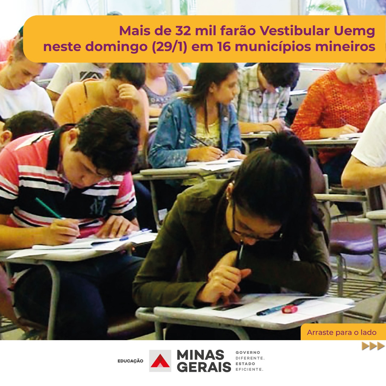 Mais de 32 mil farão Vestibular Uemg neste domingo (29/1) em 16 municípios mineiros