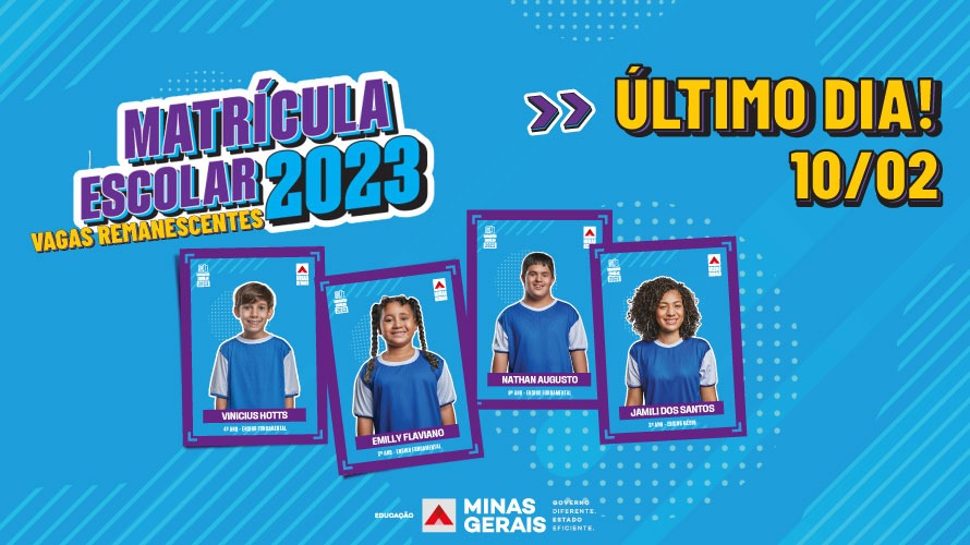 Amanhã é o último dia para se inscrever nas vagas remanescentes da rede estadual de ensino de Minas Gerais