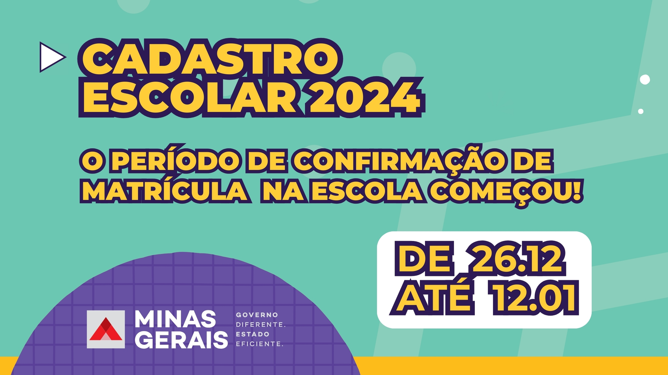 Confirmação da matrícula na rede estadual de Minas Gerais começa nesta terça-feira e vai até 12 de janeiro