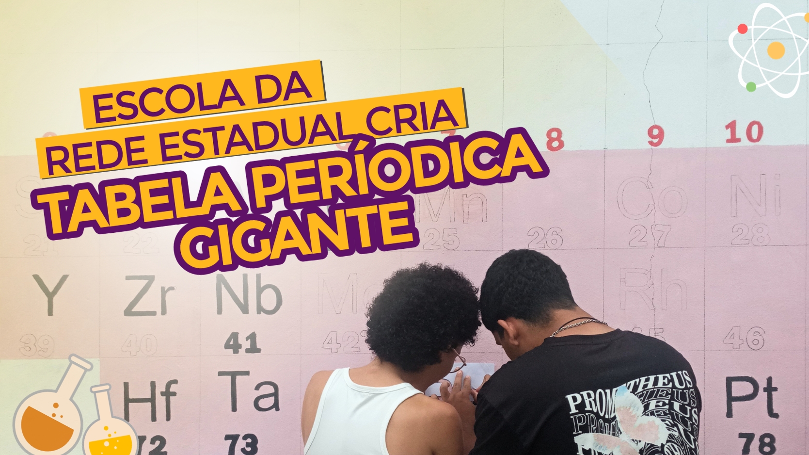 Escola da rede estadual cria tabela periódica gigante para facilitar a aprendizagem dos estudantes