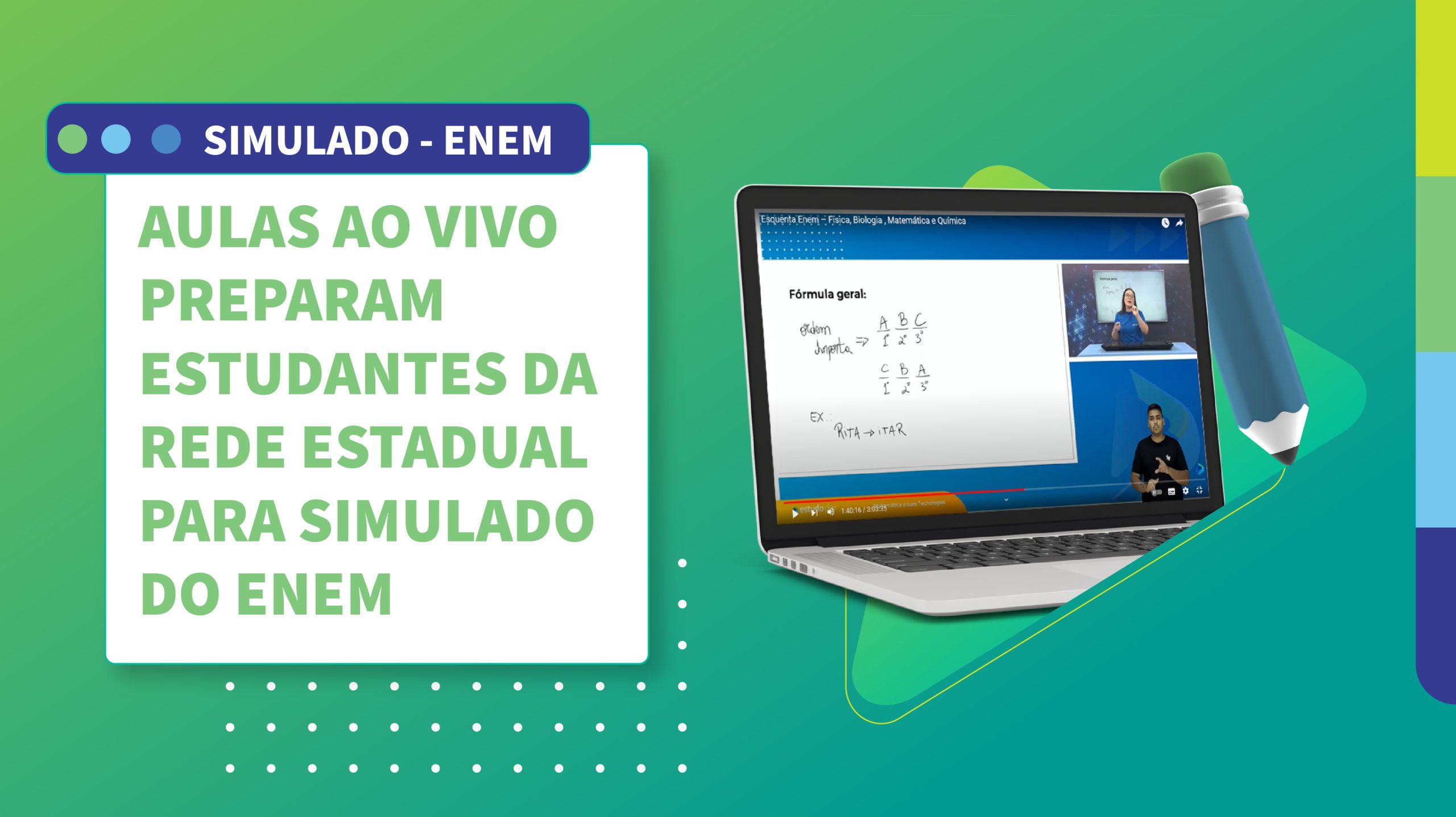 Aulas ao vivo preparam estudantes da rede estadual para simulado do Enem 