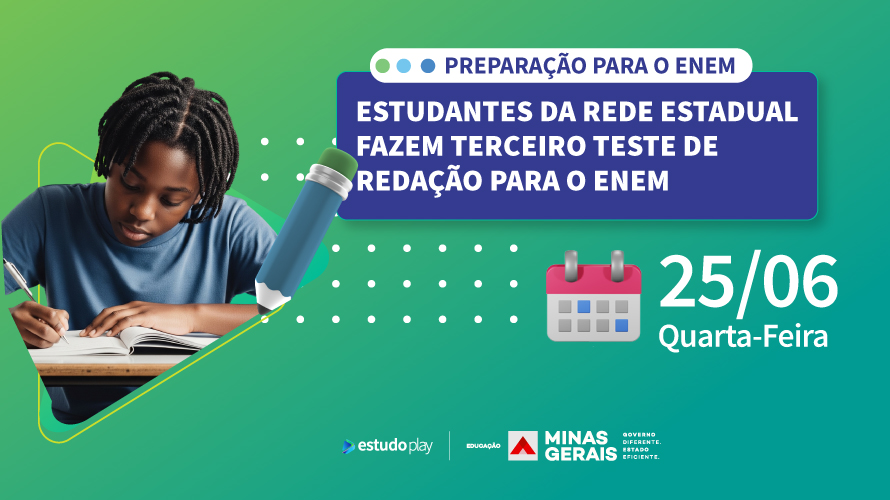 Estudantes da rede estadual fazem terceiro teste de redação para o Enem na próxima quarta-feira (25/6)