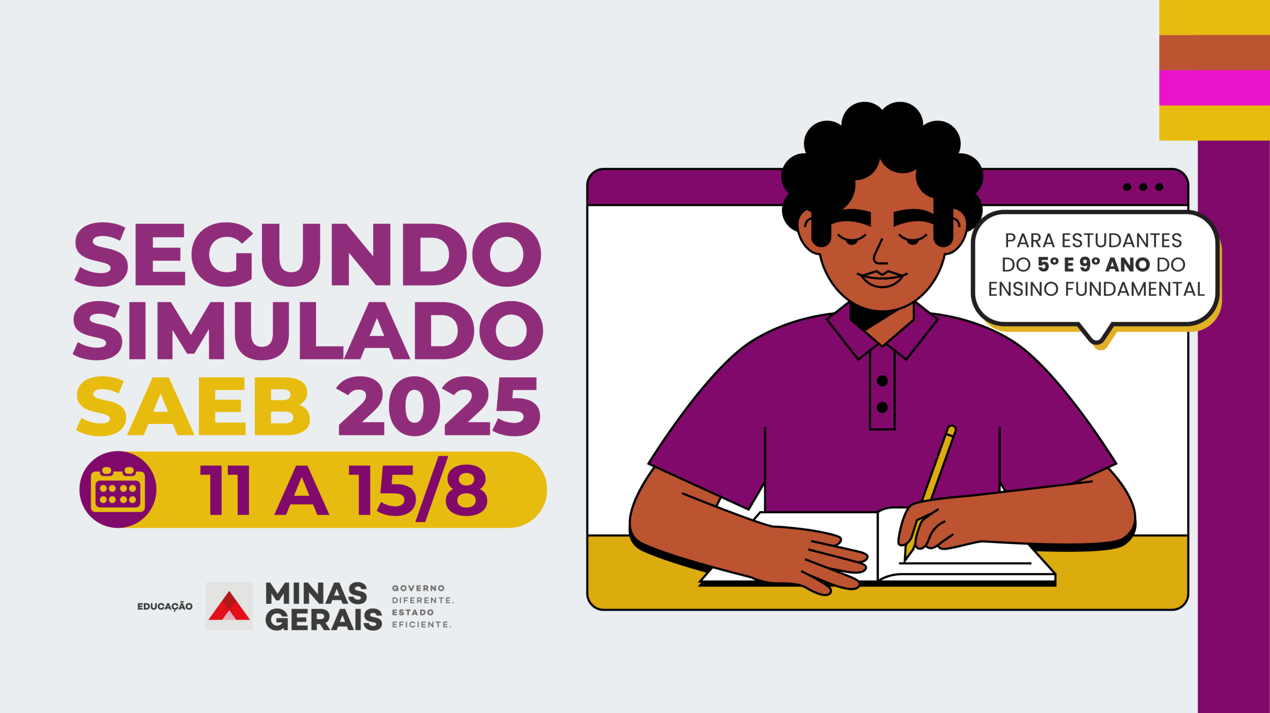 Segundo simulado do Saeb mobiliza quase 200 mil estudantes do 5º e 9º anos na rede estadual